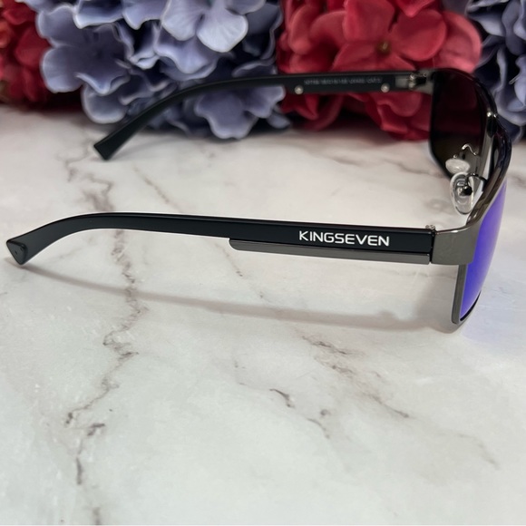 Accessories | Kingseven Retro Gunmetal Rectangular Blue Mirrored ...